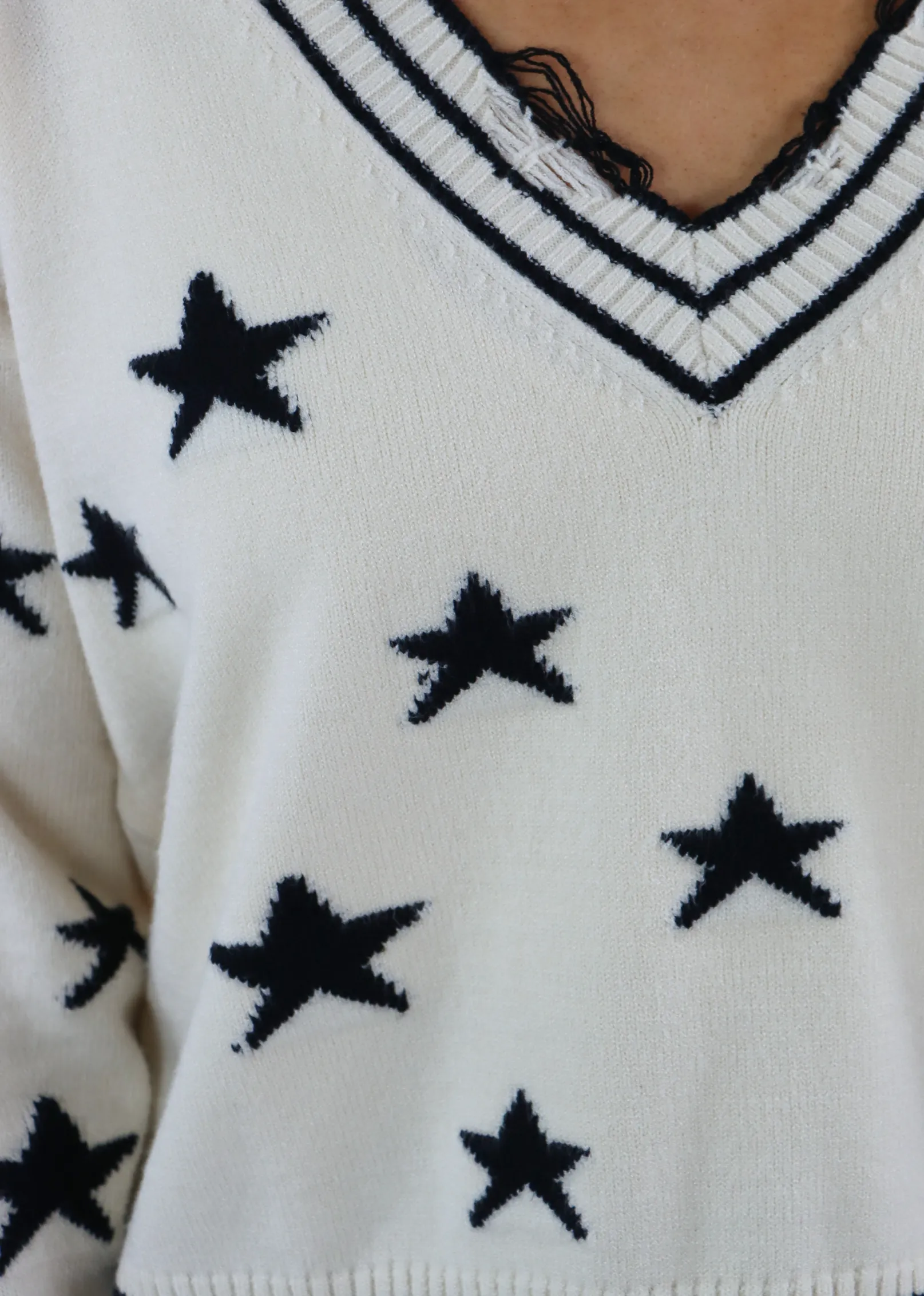 The Sweet Life Sweater ★ Cream With Black Stars