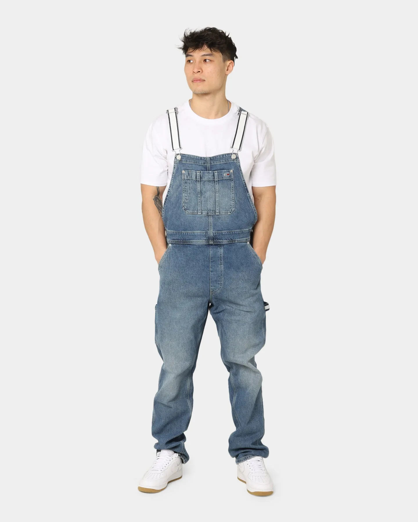 Tommy Jeans Faded Denim Dungarees Denim Medium