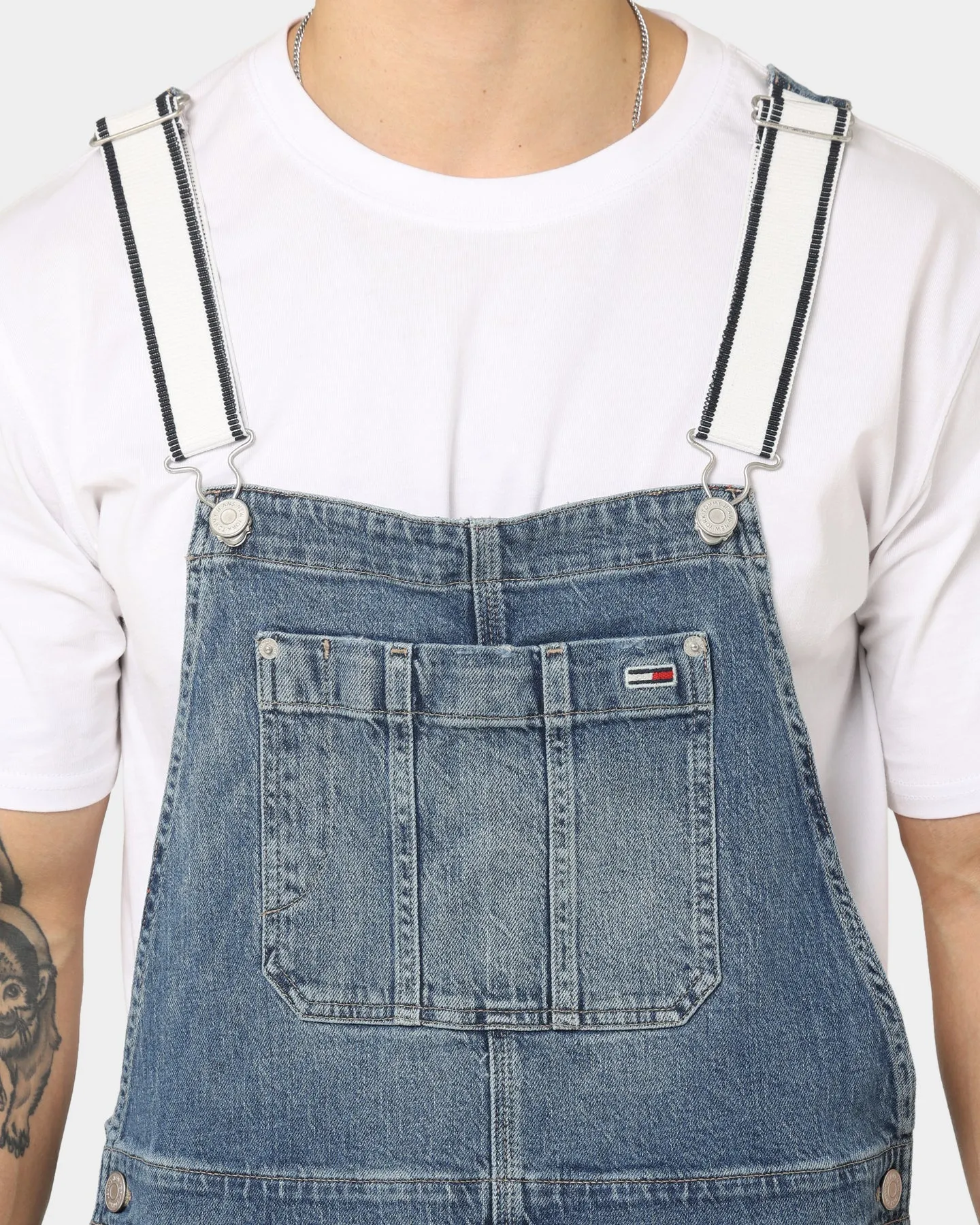 Tommy Jeans Faded Denim Dungarees Denim Medium