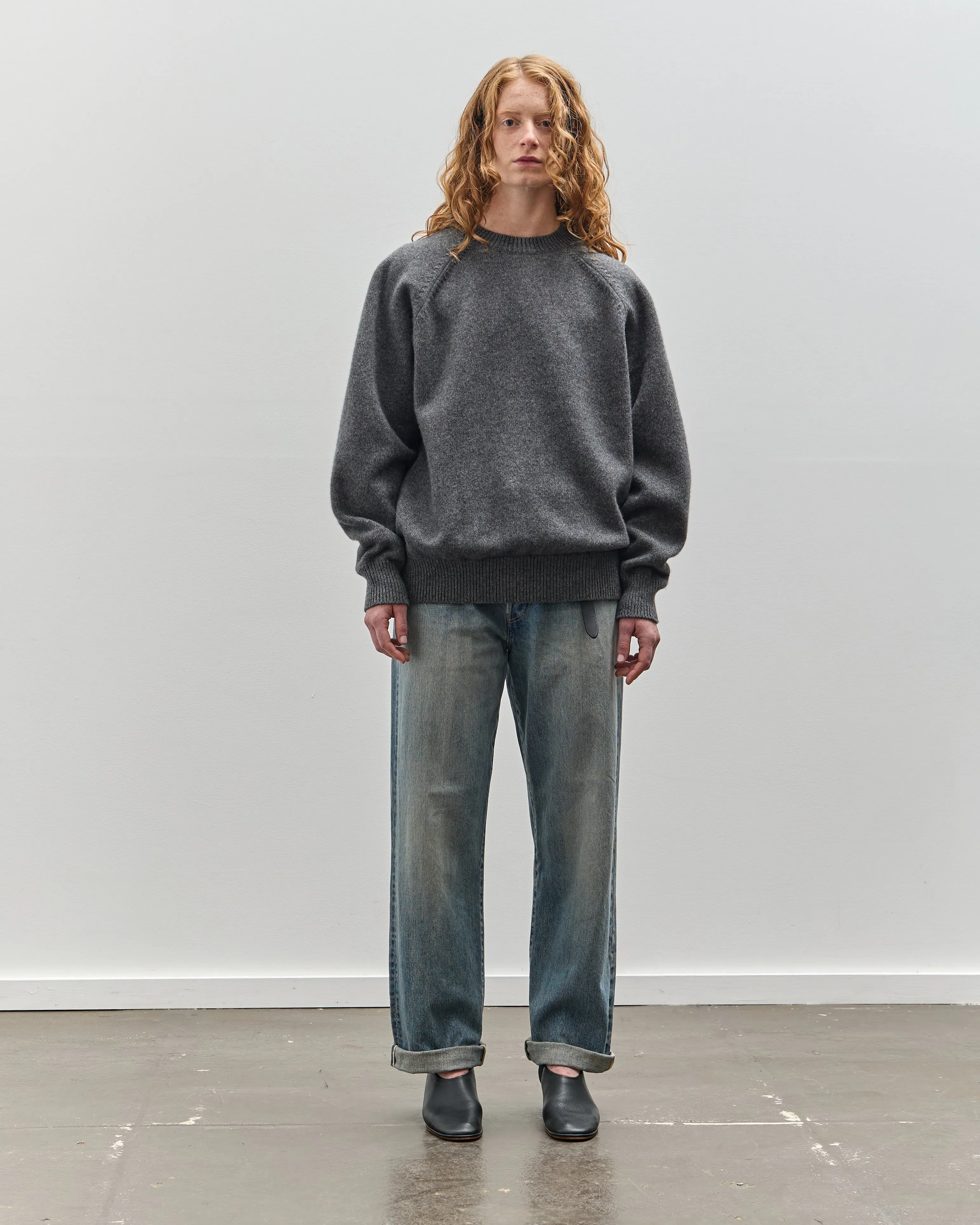 Yoko Sakamoto Raglan Crewneck Knit, Heather Grey